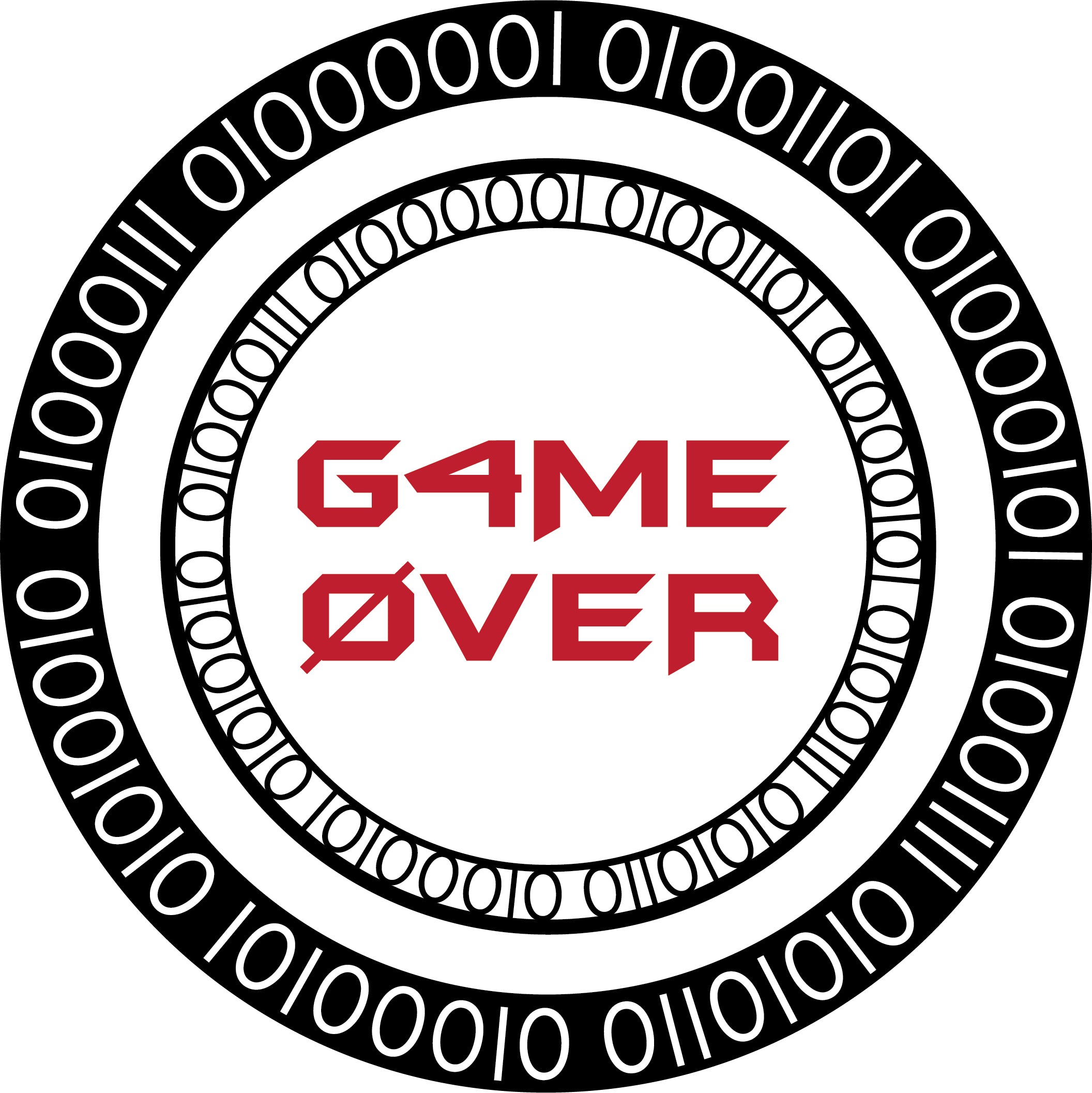 t. Weeyn Game Over binary code sundial inspired circle in black, white and red men and women's unisex t shirt design