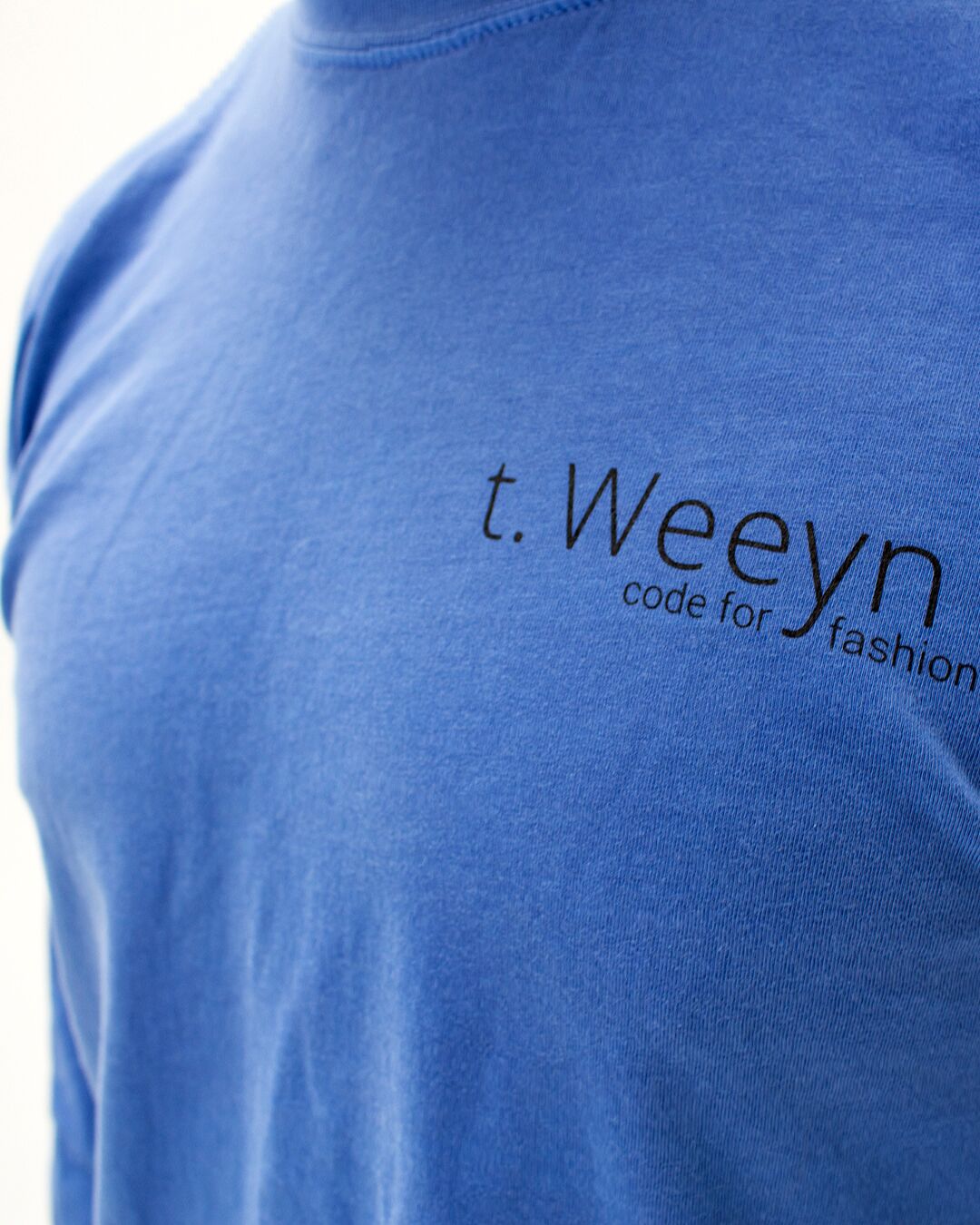 t. Weeyn Get Bent men's blue t shirt front view closeup