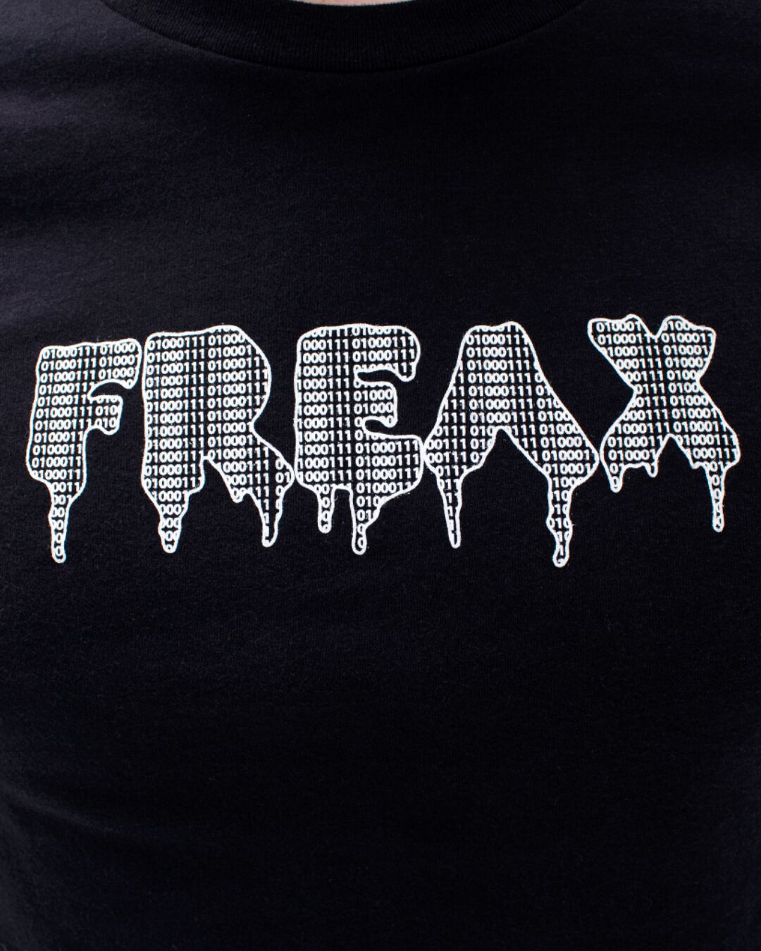 t. Weeyn FREAX with binary code inside unisex t-shirt closeup