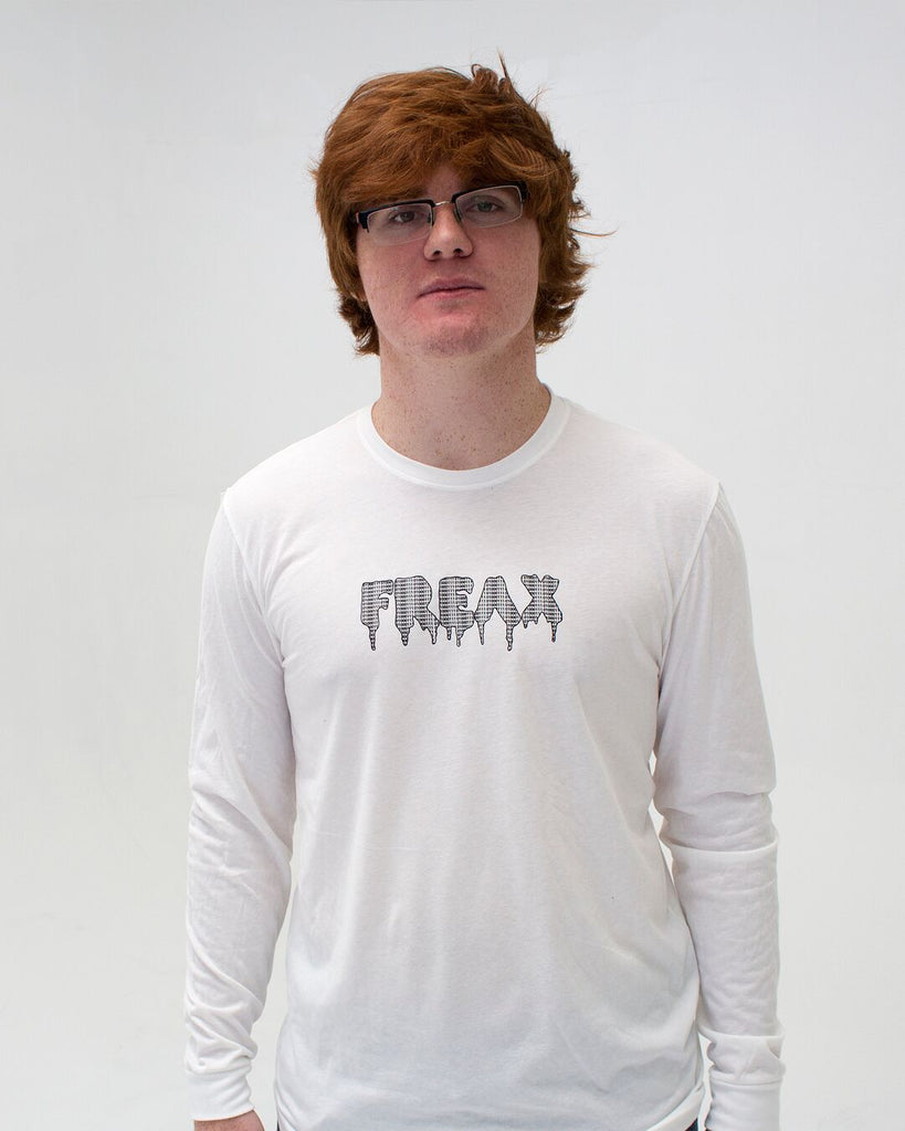 t. Weeyn Freax Linux inspired binary code long sleeve men's white t-shirt