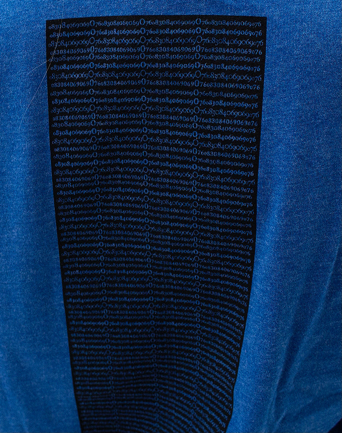 t. Weeyn Backbone Steel in ASCII code men's blue long sleeve shirt