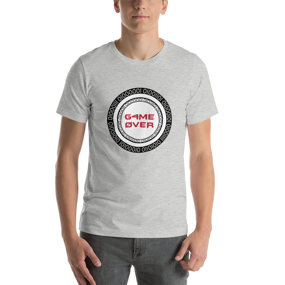 t. Weeyn Game Over binary code men and women's t-shirt front view