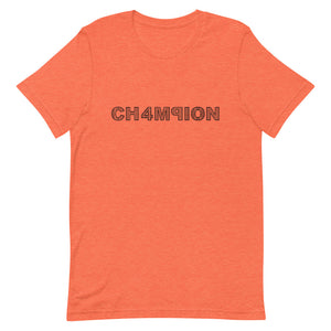 t. Weeyn CHAMPION (CH4M9ION) binary code men and women's orange short sleeve shirt